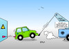 Cartoon: E-Autos (small) by Erl tagged elektroauto,auto,förderung,prämie,kauf,bundesregierung,autoindustrie,autobauer,anteil,hoffnung,abschleppwagen,ladestation,strom,stromkabel,reichweite,karikatur,erl