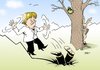 Cartoon: Eiersuche im Umfrage-Tal (small) by Erl tagged merkel westerwelle cdu fdp umfragewerte absturz ostern eier schwarz gelb osterhase