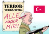 Cartoon: Erdowahn (small) by Erl tagged türkei,putsch,versuch,militär,präsident,erdogan,säuberung,verhaftung,entlassung,gülen,anhänger,lehrer,journalisten,opposition,politiker,kurden,partei,bekämpfung,terrorismus,terror,terrorverdacht,wahn,verfolgungswahn,karikatur,erl