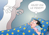 Cartoon: Frankreich EU (small) by Erl tagged frankreich,wahl,präsidentschaft,präsident,präsidentin,eu,europa,stier,angst,marine,le,pen,front,national,rechtspopulismus,rechtsextremismus,nationalismus,rassismus,abschottung,austritt,frexit,euro,ende,gespenst,nacht,bett,karikatur,erl