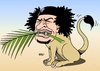 Cartoon: Gaddafi (small) by Erl tagged gaddafi libyen diktator bürgerkrieg aufständische afrikanische union au friedensplan waffenruhe verhandlungen löwe palmzweig