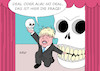 Cartoon: Hamlet Johnson (small) by Erl tagged politik,brexit,austritt,großbritannien,eu,verhandlungen,handelsabkommen,premierminister,boris,johnson,tricks,poker,falschspieler,einstimmung,bevölkerung,no,deal,hamlet,sein,oder,nichtsein,drama,shakespeare,theater,karikatur,erl