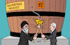 Cartoon: Iran gegen Israel I (small) by Erl tagged politik,nahost,konflikt,iran,israel,angriff,gegenangriff,gefahr,eskalation,pulverfass,lunte,feuer,fackeln,kampf,ali,chamenei,gesicht,wahren,benjamin,netanjahu,koalitionspartner,nationalismus,rechtsextremismus,karikatur,erl