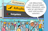 Cartoon: Klimakleber (small) by Erl tagged politik,klima,klimawandel,erderwärmung,klimaschutz,reduzierung,ausstoß,co2,verkehr,flugverkehr,protest,letzte,generation,klimakleber,festkleben,rollbahn,flughafen,blockade,abflug,start,landung,flugzeug,urlaub,erholung,stress,karikatur,erl