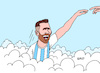 Cartoon: Messi (small) by Erl tagged politik,sport,fußball,wm,2022,katar,endspiel,weltmeister,argentinien,superstar,lionel,messi,hand,gottes,diego,maradona,finalgegner,frankreich,karikatur,erl