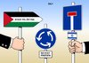 Cartoon: Palästina Israel (small) by Erl tagged palästina,un,beobachter,status,staat,anerkennung,israel,sackgasse,nahost,frieden,friede,schild,verkehrsschild,flagge,kreisverkehr