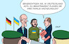 Cartoon: Selenskyj in Berlin (small) by Erl tagged politik,krieg,ukraine,selenskyj,berlin,unterstützung,merz,migration,verschärfung,dobrindt,asyl,familie,nachzug,karikatur,erl