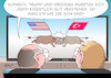 Cartoon: Trump gegen Erdogan (small) by Erl tagged politik,usa,präsident,donald,trump,türkei,erdogan,verhaftung,priester,sanktionen,politiker,minister,strafzölle,nationalismus,rechtspopulismus,stier,stierkampf,ähnlichkeit,karikatur,erl