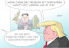 Cartoon: Trump Nordkorea (small) by Erl tagged nordkorea,diktator,kim,jong,un,atomwaffen,problem,gefahr,schutzmacht,china,usa,präsident,donald,trump,drängen,lösung,außenpolitik,innenpolitik,scheitern,einreiseverbot,muslime,gesundheitsreform,obamacare,trumpcare,karikatur,erl