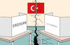 Cartoon: Türkei nach der Wahl (small) by Erl tagged politik,türkei,wahl,präsident,sieger,sieg,erdogan,autokratie,abbau,demokratie,menschenrechte,meinungsfreiheit,spaltung,niederlage,kemal,kilicdaroglu,wahlkabine,riss,spalt,karikatur,erl