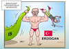Cartoon: Türkei Neuwahlen (small) by Erl tagged türkei,is,kurden,pkk,angriff,luftangriff,präsident,erdogan,starker,mann,stark,stärke,neuwahlen,wahlplakat,bodybuilder,drache,ritter,karikatur,erl