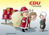 Cartoon: Überraschung! (small) by Erl tagged cdu,partei,parteitag,bundeskanzlerin,angela,merkel,weihnachtsmann,nikolaus,geschenke,überraschung,rentier,schlitten,allmacht,führung