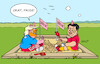 Cartoon: USA China (small) by Erl tagged politik,handel,usa,trump,zölle,china,gegenzölle,pause,sandkasten,kindisch,karikatur,erl