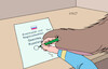 Cartoon: Wahl Russland (small) by Erl tagged politik,krieg,angriff,überfall,wladimir,putin,russland,ukraine,wahl,kommunalwahl,regionalwahl,besetzte,gebiete,wahlmanipulation,wahlfälschung,wahlkabine,hand,geführt,gelenkt,bär,karikatur,erl