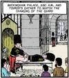 Cartoon: Changing of the Guard (small) by Tony Zuvela tagged buckingham,palace,changing,of,the,guard,change,nappy,diaper,time,clock,on,off