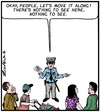 Cartoon: Nothing to see (small) by Tony Zuvela tagged policeman,move,it,along,theres,nothing,to,see,here,blank,background,people,public,rubber,neckers