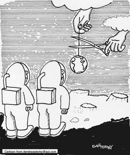 Cartoon: CUTTING OFF (medium) by EASTERBY tagged spacemen,moon