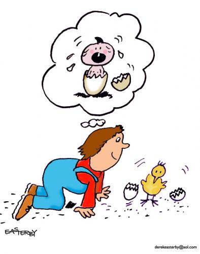 Cartoon: Egg or the chicken?? (medium) by EASTERBY tagged chickens,eggs,kids