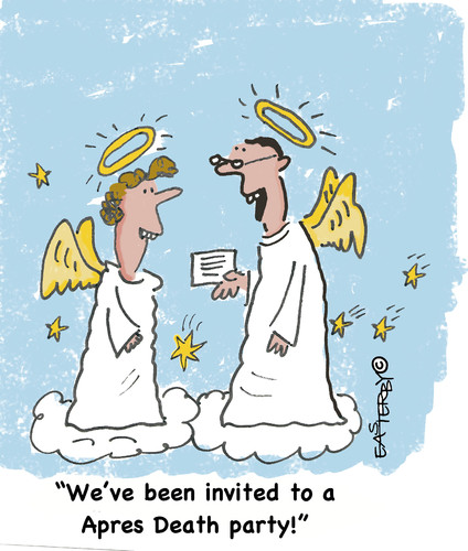 Cartoon: Heavenly invitation (medium) by EASTERBY tagged angels,heaven