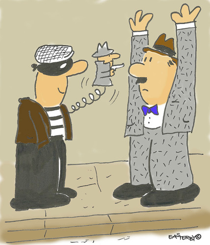Cartoon: Mugger-2for1 (medium) by EASTERBY tagged robber,mugging,überfall,verbrechen,kriminalität,verbrecher