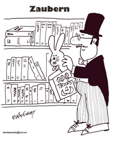 Cartoon: Zauberei (medium) by EASTERBY tagged magicbooks,libraries,conjuroringbooks,bookshops,magictricks