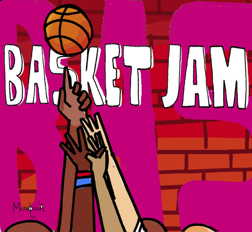Cartoon: Basket Jam (medium) by Munguia tagged basketball,jam,ten,pearl,90s,famous,cover,album,parodies,parody,all,for,one,sports,ball