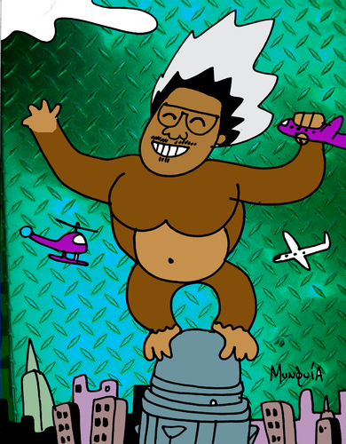 Cartoon: Don King Kong (medium) by Munguia tagged don,king,kong,empire,state,movie,hollywood,munguia,calcamunguias,costa,rica,humor,grafico