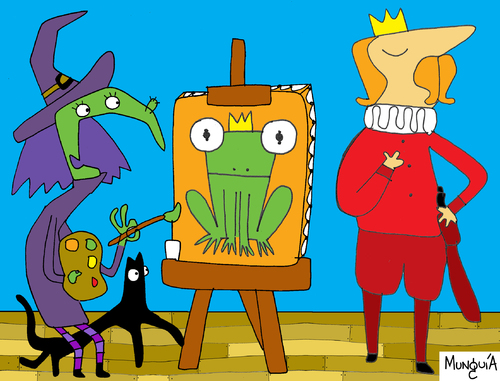 Cartoon: Embrujarte (medium) by Munguia tagged witch,bruja,prince,frog,paint,painter,picture,art