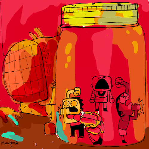 Cartoon: Jar of kids (medium) by Munguia tagged alice,in,chains,ep,album,cover,parodies,parody