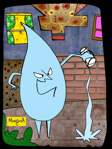 Cartoon: la gota que derramo el vaso (medium) by Munguia tagged water,glass,vaso,derrame,paciensia