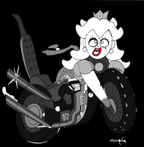 Cartoon: Lady Peach Gaga (medium) by Munguia tagged born,this,way,lady,gaga,motorcycle,parody,nintendo,mario,bros,princess,album,cover,parodies,spoof,music