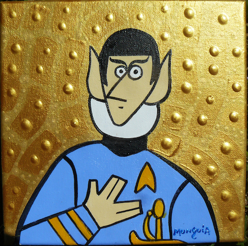 Cartoon: Live long and prosper (medium) by Munguia tagged spock,star,trek,larga,vida,prosperidad,el,greco,hombre,de,la,mano,en,pecho