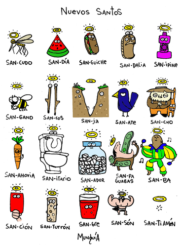 Cartoon: Nuevos Santos (medium) by Munguia tagged santos,literal,saints,cartel,munguia,costa,rica,religion