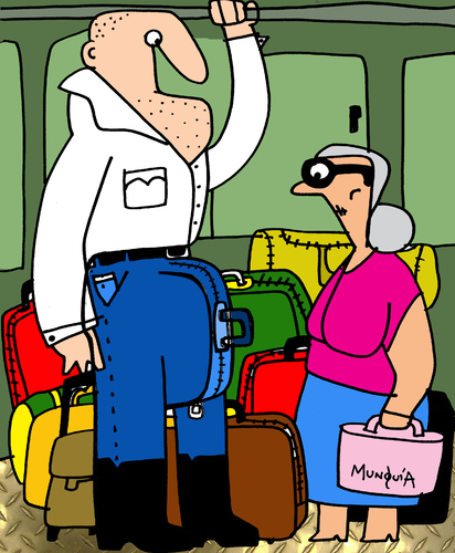 Cartoon: package (medium) by Munguia tagged package,male,bult,bulto,paquete,maleta,man,jeans