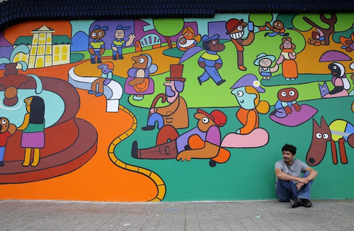 Cartoon: Police Mural Part 1 (medium) by Munguia tagged mural,cartoon,parody,painting,wall,street,art