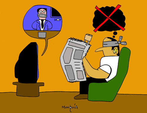 Cartoon: release the press (medium) by Munguia tagged freedom,speech,press,politcs,media