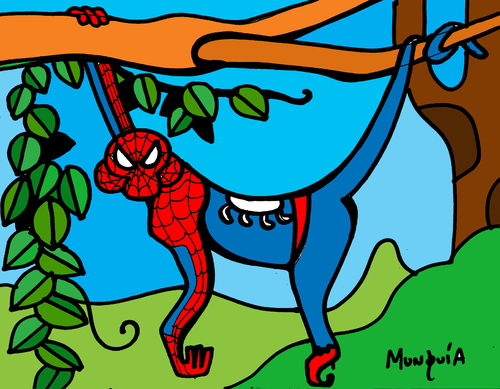 Cartoon: Spidermonkey (medium) by Munguia tagged monkey,spider,spiderman,ape
