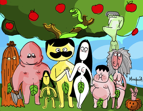 Cartoon: The Adams family (medium) by Munguia tagged the,addams,family,adam,and,eve,paradise,tv,show,freak