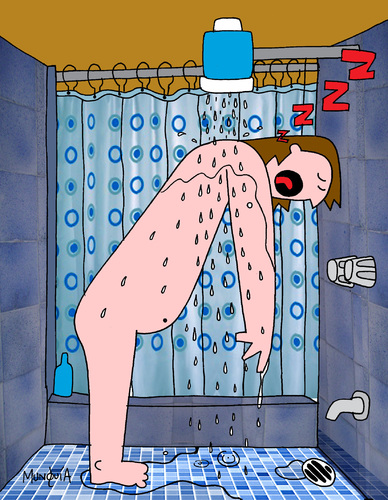 Cartoon: Wet Dream (medium) by Munguia tagged wet,dream,sleep,shower,ducha,dormido,mojado
