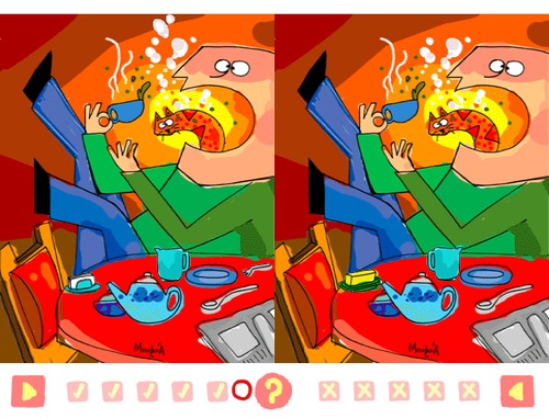 Cartoon: 5 differences (medium) by Munguia tagged munguia,differences,videogame,cartoon,two,mirror,game,play