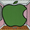 Cartoon: Apple (small) by Munguia tagged rene,magritte,the,listening,room,big,apple,famous,paintings,parodies,calcamunguias,version,spoof