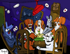 Cartoon: Dogs playing Ouija (small) by Munguia tagged cassius,marcellus,coolidge,friend,in,need,dogs,playing,poker,ouija,spooky,parody