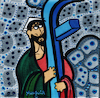 Cartoon: FB Jesus (small) by Munguia tagged el,greco,cristo,con,la,cruz,christ,carrying,the,cross,famous,paintings,parodies,parody,spoof,cartoon