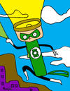 Cartoon: green lantern (small) by Munguia tagged lantern,green,dc,comics,superheroe,heroe,flashlight,foco,linterna,verde,munguia,costa,rica,humor,grafico,caricatura