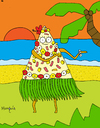 Cartoon: Hawaian pizza (small) by Munguia tagged pizzapitch,pizza,woman,sea,beach,isle,food,hawai,pineapple,ham,flowers,sand,dance
