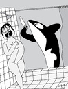 Cartoon: Killer Whale (small) by Munguia tagged psycho,scene,alfred,hitchcock,movies,clasic,killer,whale,ballena,asesina,thriller