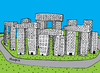 Cartoon: Modern City (small) by Munguia tagged city,buildings,stonehenge,neolithic,primitive,stone,parody