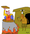 Cartoon: Pizza delivery Soup (small) by Munguia tagged pizzapitch,canibal,delivery,pizza,boy,service,express,fire,soup