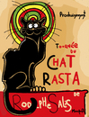 Cartoon: Le Chat Noir Rasta (small) by Munguia tagged le,chat,noir,black,cat,theophile,alexandre,steinlen,turnee,du,cartel,parody,irie,reggae