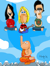 Cartoon: Reaching Nirvana (small) by Munguia tagged nirvana,buddhist,rock,group,grounge,band